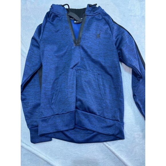Spyder Active Hoodie Men's Blue /Black 1/4 Zip Pullover Long Sleeve Small PROW B - Picture 1 of 9